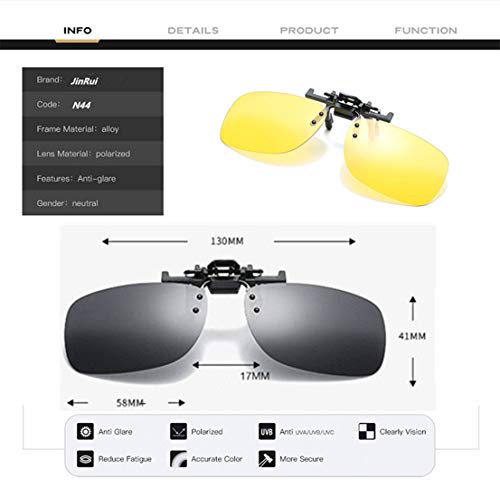 Image of Clip on Flip up Polarized Lens For Prescription Glasses UV Protection Sunglasses (Clear lenses not Polarized)