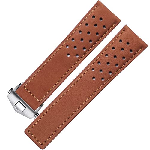 Bracelet de montre en cuir véritable pour TAG Heuer 20mm 22mm boucle déployante en vachette - 7