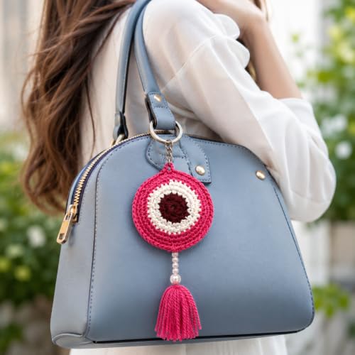 Image of Handmade Crochet Keychain Flower Design