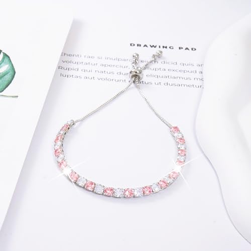 Suyi Tennis Bracelet Birthstone Cubic Zirconia Bracelet Silver Silder Bracelet Birthday Jewellery October Birthstone Bracelet - Image 5