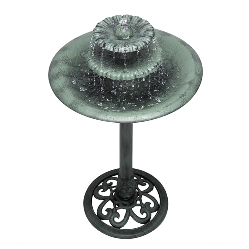 Alpine Corporation 35" Tall 3-Tier Outdoor Pedestal Water Fountain – Durable Resin Cascading Water Feature and Birdbath for Garden, Patio, Deck, and Backyard, Green by Alpine Corporation - Image 7
