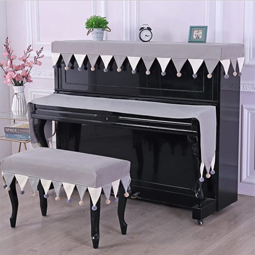 ピアノカバー アップライト セット 電子ピアノ鍵盤カバー 椅子カバー ピアノ掛け 北欧 おしゃれ シンプル 高級 厚い 防塵 保護カバー (ピアノトップタオル 153*34cm,ベージュ)