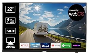 REFLEXION LDDX22IBT-Black Smart LED Fernseher 22 Zoll / 55cm, LG webOSHub, Wohnwagen/Wohnmobil/Camping... TV, Slimline, 12/24/230 Volt, Full HD, Triple Tuner, Bluetooth, WLAN, DVD-Player