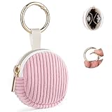 Playexen Ring Holder Keychain, Corduroy Jewelry Holder Storage with Ring Buckle, Portable Mini Travel Jewelry Keeper Case for Earrings, Rings, Necklaces (Pink)