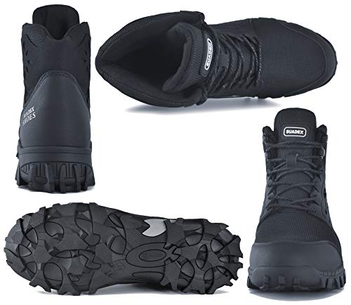 SUADEX Steel Toe Boots for Men Work Construction Boots Indestructible Steel Toe Work Safety Boots for Men Composite Toe boots Black 8 Women/6.5 Men - Thumbnail 4