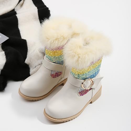 IWIHMIV Toddler Girl Winter Boots Girl Snow Boots Kid Riding Shoes Snow Boots Winter Boots Kids Boots Warm Mid Calf Boots4