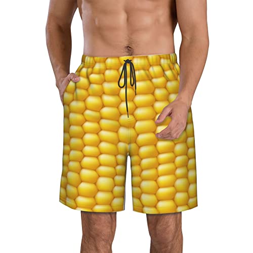 Corn Men's Swim Trunks Beach Shorts Quick Dry Beach Swimming Board Shorts with Pockets White, X-Large