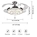 KALRI Modern 42'' Crystal Chandelier Ceiling Fan with LED Light Kit and Remote Invisible Ceiling Fan Light Retractable 3 Color Changing LED Fandelier for Living Room Bedroom