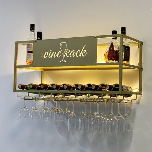 Casier à vin mural de qualité supérieure en métal noir avec LED - 3