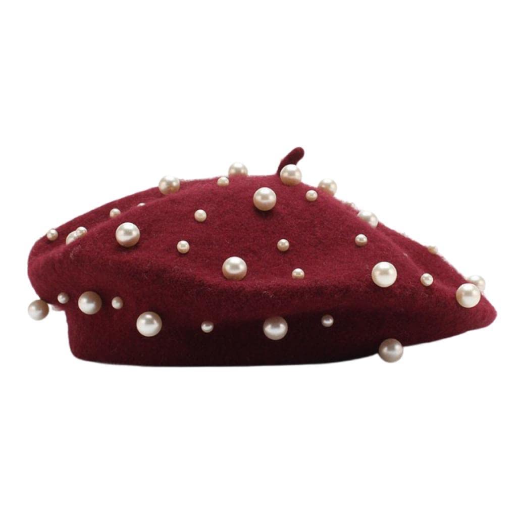 GenericAXTITUDE Winter Warm French Ski Cap Pearl Beret Hat Artist Lady Beanie Women