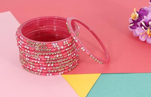 Glass Bangles With Zircon Stone Fancy Set - KS5-Combo_B-2.6