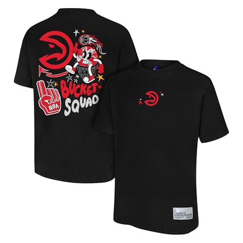 BUCKETSQUAD Men's X Ultra Game NBA Officially Licensed Buckie T-Shirt, Atlanta Hawks, Black, X-Large