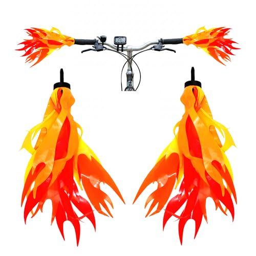 Iconikal Flame Streamers for Bicycle or Scooter Handlebar, 10-Inch Kids Bike, Easy Install