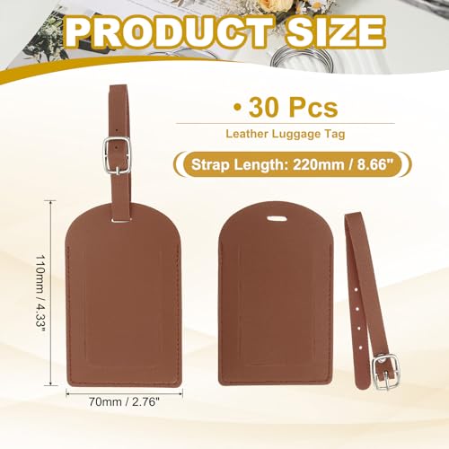 PATIKIL Leather Luggage Tag, 30 Pcs Luggage Tags Pu Bag Tags for Suitcases Airplane Travel Essentials, Brown2