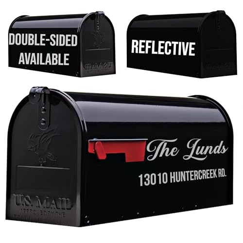 Personalized Mailbox - Custom Outdoor Professionally Applied Commercial Grade-Vinyl Black Metal Post Mount Mailbox Durable Rust Resistant Powder Coated Galvanized Steel (Standard Size - 20