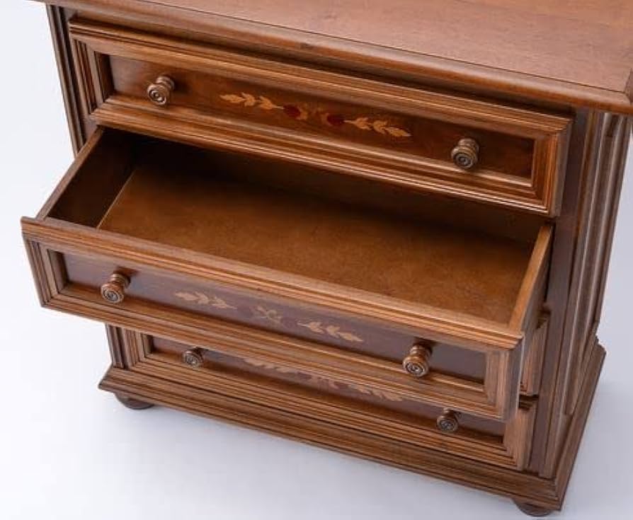 イタリア製　モーレンス　象嵌　リビングチェスト　タンス　チェスト　引出　ドロワー チェスト ステイン 9159 BR <N>(幅59×奥行39 ×高さ91cm ミドルブラウン