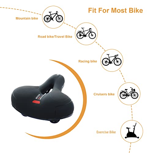 Bictmitc Comfortable Bike Seat For Men Women - Wide Bike Saddle With Dual Shock-Absorbing Balls, Waterproof And Anti-Slip Hollow Foam Bicycle Seat Universal Fit For Indoor/Outdoor Bikes, Red #TOP5