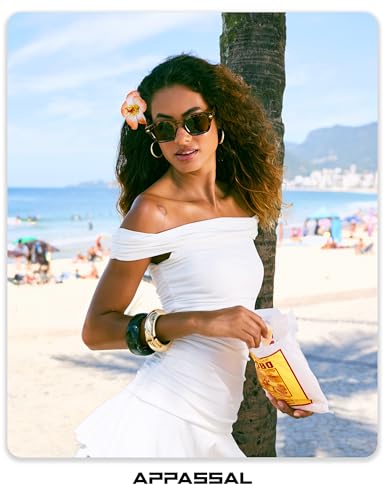 Image of Appassal Small Retro Square Sunglasses for Women Mens Rectangle Sunnies AP3680