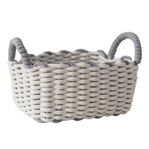 ファッショナブルな小さな綿ロープスロラージュバスケット、エレガントなチャーム付き家庭用収納日常使用ホームアクセサリー家庭用収納バスケット