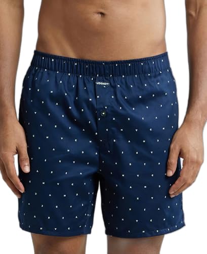 Image of Jockey NY07 Men's Super Combed Cotton Satin Weave Printed Boxer Shorts with Side Pocket
