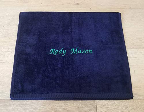 Golf Towels With Corner Gold Grommet & Hook. Personalized Embroidered Monogrammed Premium Velour Golf Towels. Set Of Two, 100% Cotton. (Blue) #TOP3