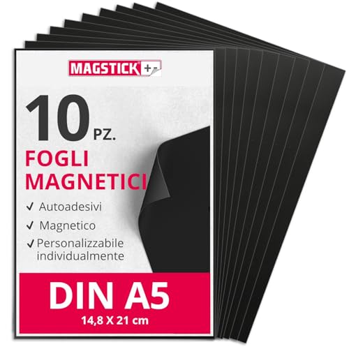 Magstick foglio magnetico 10 pezzi I DIN A5 I foglio magnetico adesivo I flessibile autoadesivo tagliato a misura magnetico stick-on I per il crafting organizzare I punzonatura stoccaggio I mag272