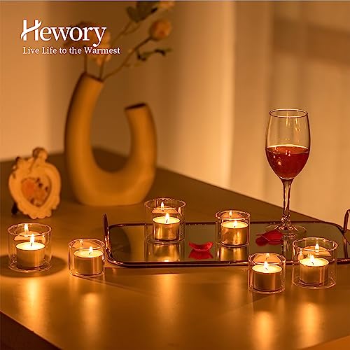 Hewory Tea Lights Candle Holder: 24 Pcs Glass Votive Candle Holders Clear Tealight Candle Holder Bulk for Wedding Centerpiece Table Decorations, Small Floating Candles Holder for Party Home Decor - Image 3