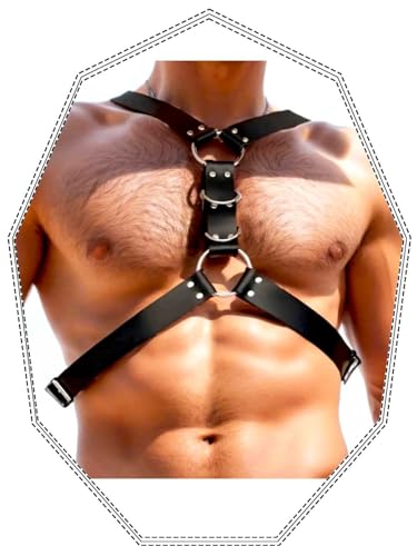 Fstrend Chest Harness for Men Belt Faux Leather Strap Black Fashion Rave Body Accessory