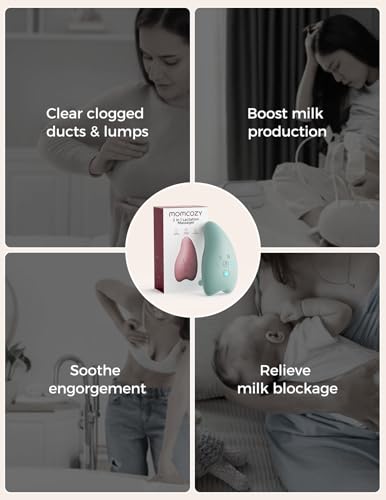 Image of Momcozy A1Pro Lactation Massager, Deep Vibration & Rapid Heating for Clog Relief & Efficient Pumping, Breastfeeding Essentials with Memory Function & Fast Charging, for Postpartum Mom, Blue-Green