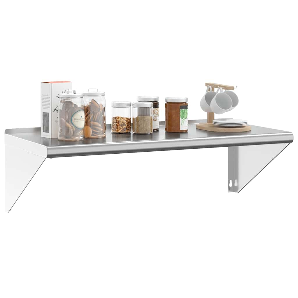 Estantería de pared, 100 x 45 x 31 cm, plata de acero inoxidable cepillado, soporta 70 kg, moderna tabla de pared para cocina, baño, salón o dormitorio
