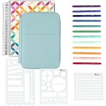 مجموعة Erin Condren Undated MCC Coiled LifePlanner، مجموعة Coiled Undated Planner، مجموعة MCC Dual-Tip Markers المكونة من 12 قطعة، مجموعة Premium Planny، ومجموعة Eucalyptus Planning Bookmark Stencils المكونة من 3 قطع