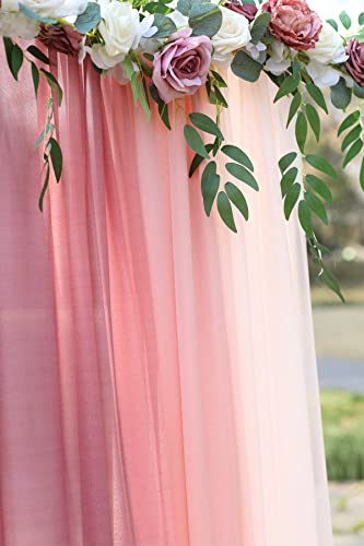 Aivanart Pink Wedding Decoration Supplies Set(Pack Of 3) - 400Pcs Silk Rose Petals 20Ft Wedding Backdrop For Ceremony And 2 Pcs Cheesecloth Table Runner #TOP4