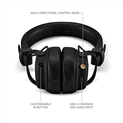 Image of Marshall Milton A.N.C. Wireless On-Ear Headphones with Adaptive Active Noise Cancelling | 80 Hours Wireless Playtime | Durable & Foldable Design for Travel | Spatial Audio - Black