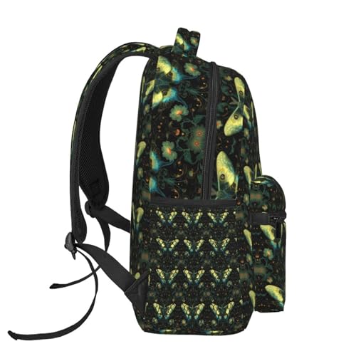Moth Floral Lightweight Backpack Travel Casual Bags for Women or Men 15.7 Inches3