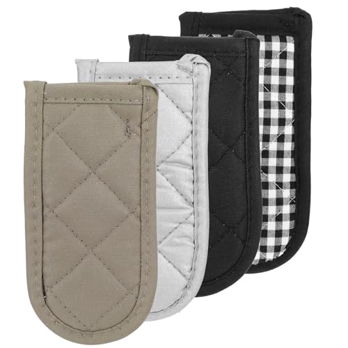 Qianyu 4 Pcs Pan Hot Handle Sleeve Covers Heat Resistant Pot Sleeve Cast Iron Handle Grip Cotton Skillet Washable Non Slip Skillet Holder Sleeves Mitt for Home Kitchen Cooking Tools BBQ Cookwares