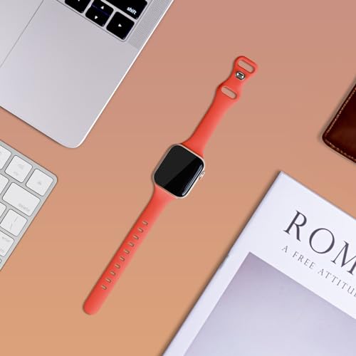 Image of Thin Silicone Band Compatible with Apple Watch 41mm 38mm 40mm 46mm 45mm 42mm 44mm, Slim Narrow Replacement Sport Strap Wristband for iWatch Series 11 10 9 8 7 6 5 4 SE Ultra 3 2 1 Women Men