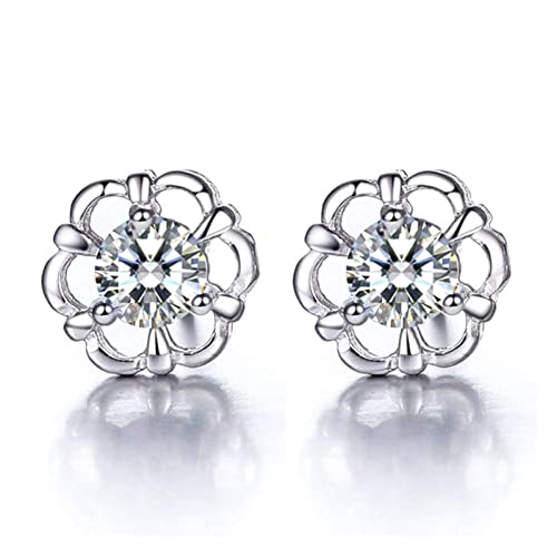 Boucles d'oreilles en argent 925 fleur en cristal rose scintillant pour femme