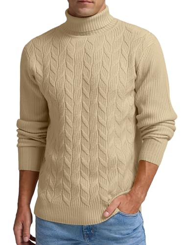 Sailwind Men's Cable Knit Turtleneck Sweater Casual Soft Pullover Sweaters