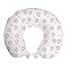ABAKUHAUS Romántico Cojín de Viaje para Soporte de Cuello, Formas de Diamantes y Corazones, Cómoda y Práctica Funda Removible Lavable, 30x30 cm, Rosa Oscuro Coral Blanco