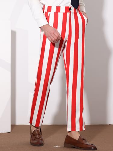 Lars Amadeus Men's Striped Dress Pants Straight Fit Color Block Business Stripe Trousers2