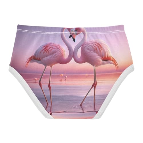 Valentine Flamingos Pink Undies for Toddler Girls, Cotton Girls Underwear, 2T–8 Years2