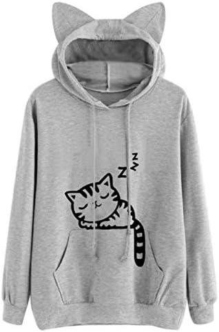 Amazon パーカー レディースbobogojp 春秋冬 女性用 長袖トップス ネコプリント 猫耳 日系カジュアル衣装 フーディー ラウンドネッ 女の子 多色 可愛い着痩せ ｓ 2ｘｌ 通学通勤普段着 日常撮影ストリート系 ゆったり ファッション オシャレ トレーナー パーカー 通販
