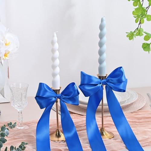Image of 100 Yards Royal Blue Satin Ribbon Polyester Ribbon for Gift Wrapping Very Suitable for Weddings Party Hair Bow Invitation Decorations and More(1-1 /2 inch X 50Yards X 2 Roll)