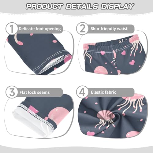 Pink Jellyfish Heart Girls Leggings Soft Stretch Workout Yoga Dance Pants for Kids Casual Tights3