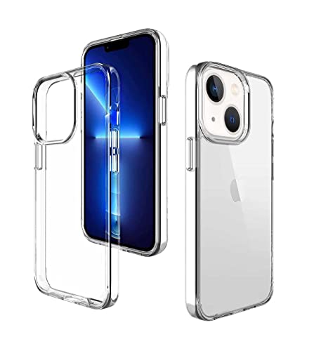 Image of Soft Flexible Silicone Back Cover Compatible with iPhone 13 Mini, Transparent Case + Screen Guard