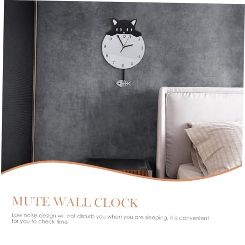 Horloge murale chaton silencieuse en acrylique pour stopper le bruit - 4