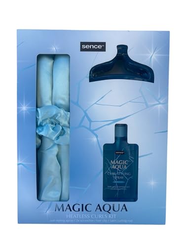 Sence Rizador de Pelo Sin Calor, Kit de 5 Piezas Para Ondas y Rizos, Diadema de Seda Suave con Rulos Para Cabello Medio y Largo, Moldeador Heatless Hair Curler para Usar de Noche - Azul
