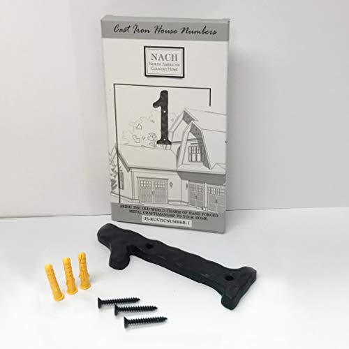 Image of NACH House Numbers for Outside, 5.5 inch Black Address Numbers for House - Number 0 - Rustic Numbers for Outside with Mounting Hardware