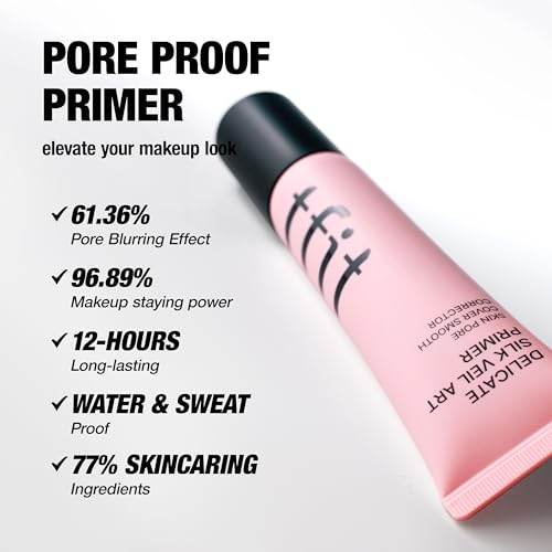 TFIT Delicate Silk Veil Art Primer – Koreanisches Make-up, porenloser, matter Make-up-Primer für fettige Haut (leicht, feuchtigkeitsspendend), Porenfüller, 1,01 FL. Oz.