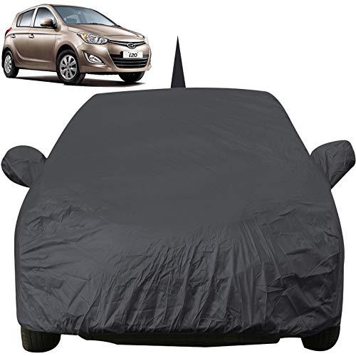 Image of Autofact Old i20 Dustproof Car Cover, Grey, Taffeta Polyster, Triple Stitched, Water Resistant, UV Protection, Full Exterior Coverage, Compatible with Hyundai Old i20 (2008-2014), Car Cover
